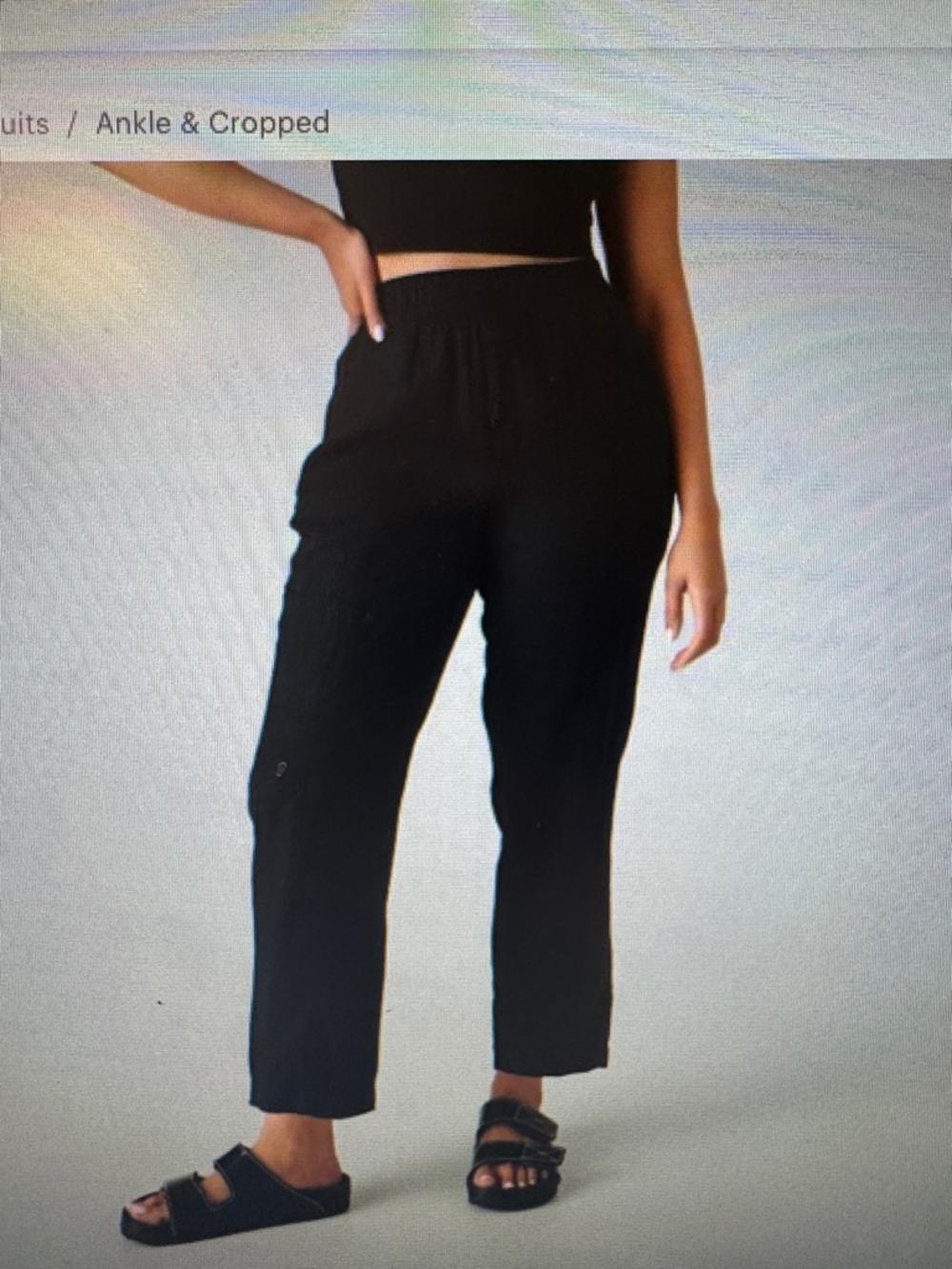 Athleta Black Elastic Waist Casual Linen Retreat Pants size medium tall NWT